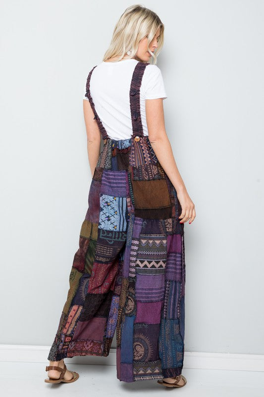 
                  
                    Load image into Gallery viewer, Tribal Patchwork Overalls (Handmade)
                  
                