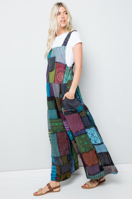 
                  
                    Load image into Gallery viewer, Tribal Patchwork Overalls (Handmade)
                  
                