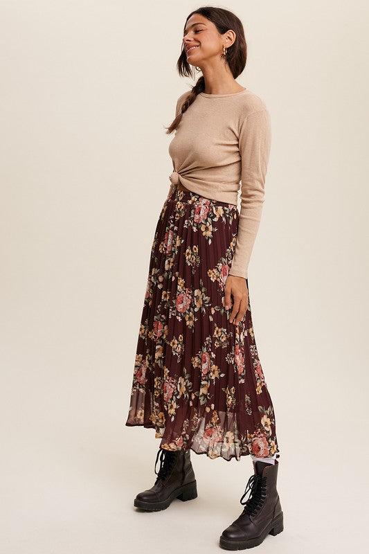 
                  
                    Load image into Gallery viewer, Free Floral Pleated Skirt
                  
                