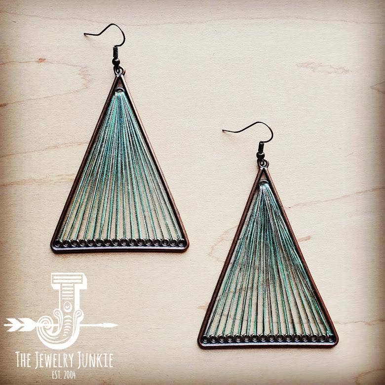 Woven Triangle Earrings in Turquoise
