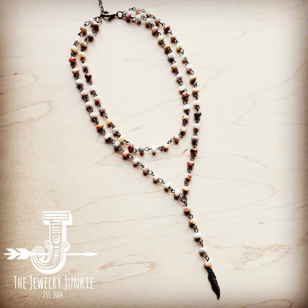 Double Strand Lariat Natural Agate Necklace