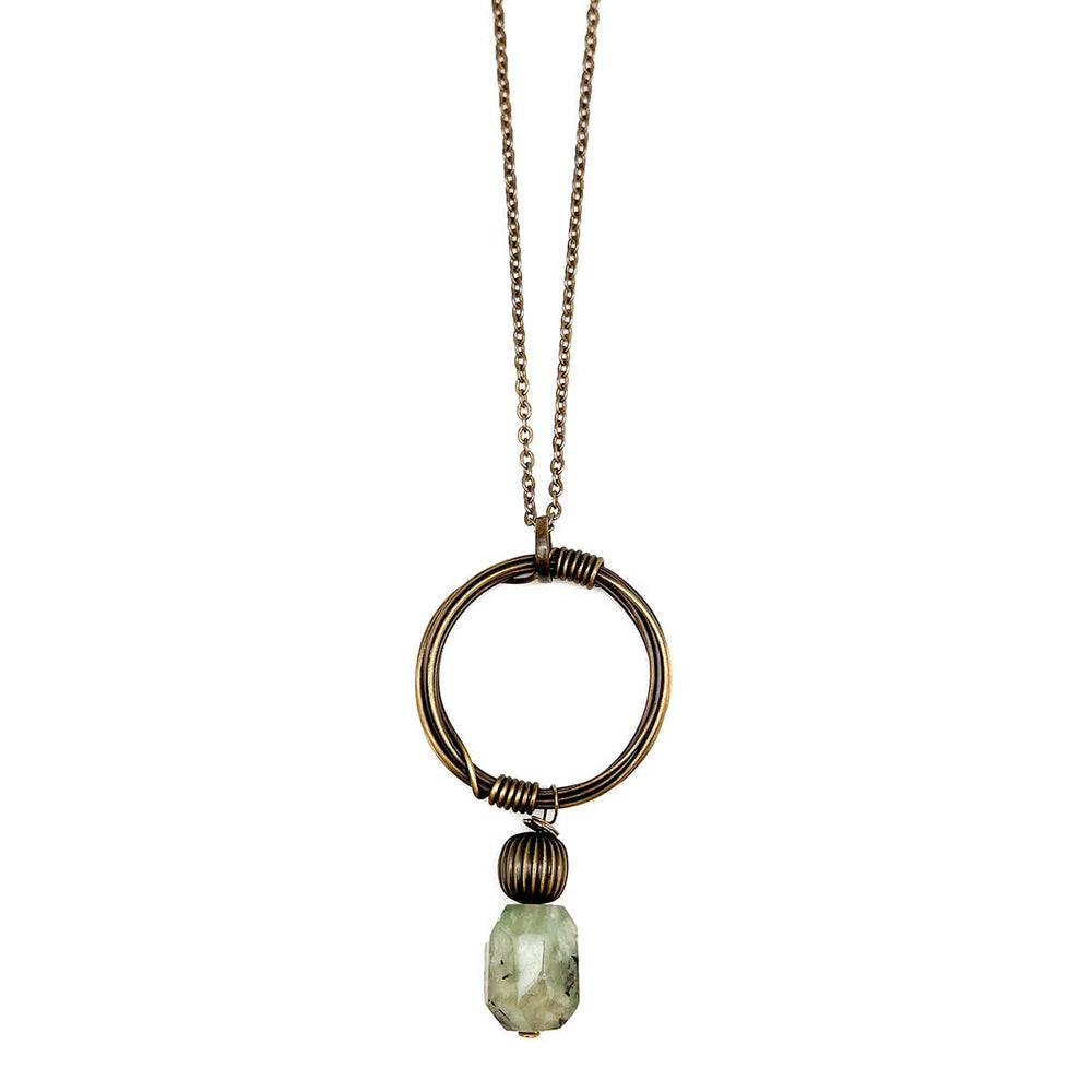 Banjara Ring Necklace with Prehnite Stone