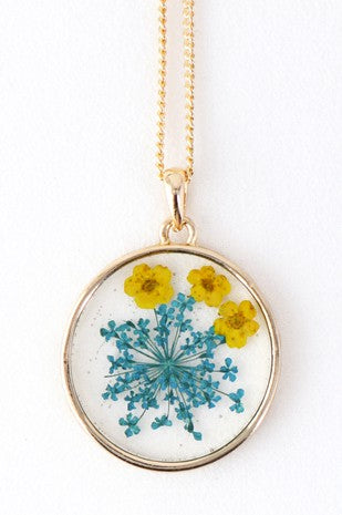 Real Flowers Set in Resin Necklace