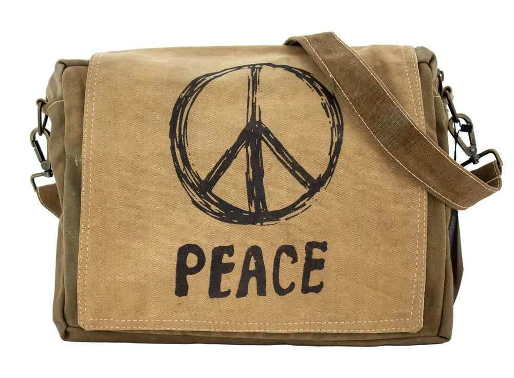 Vintage Peace Sign Recycled Tent Crossbody