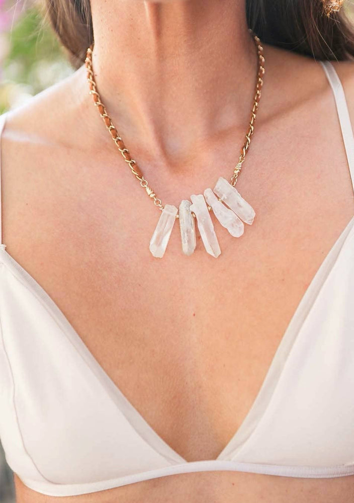 Crystal Suede Necklace (Handmade)