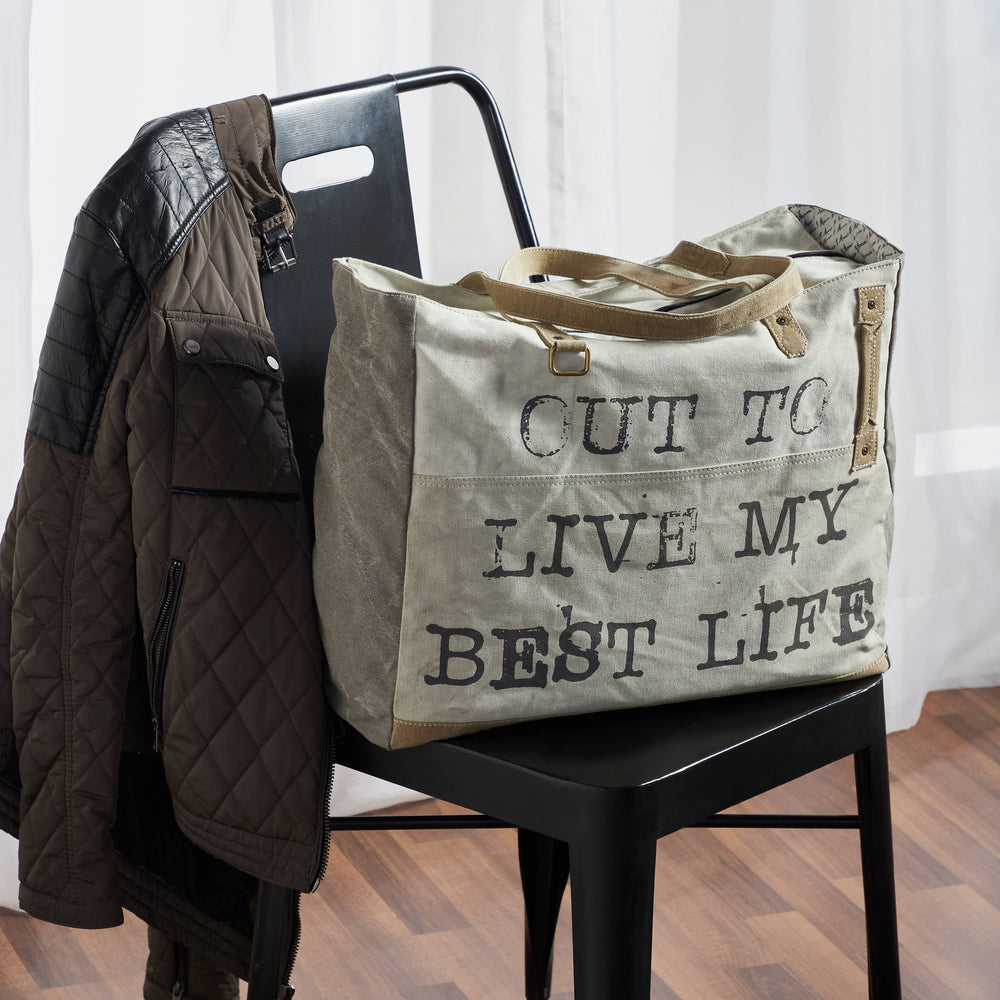 Life is Short Up-Cycled Canvas Tote