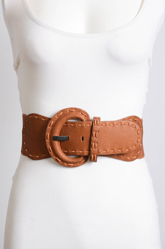 
                  
                    Load image into Gallery viewer, Sally Wide Stitch Belt (Camel)
                  
                