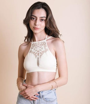 
                  
                    Load image into Gallery viewer, Floral Cut Out Bralette (Ivory)
                  
                