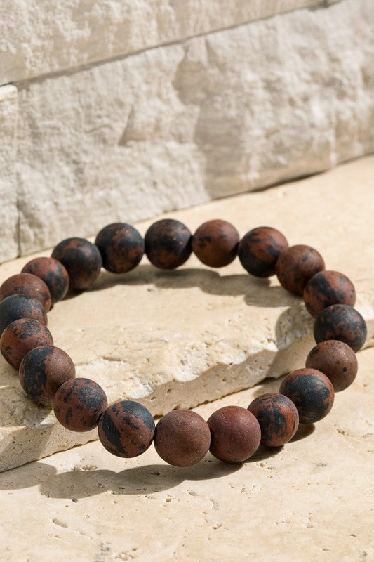 Stone Beaded Bracelet (Mahogany)